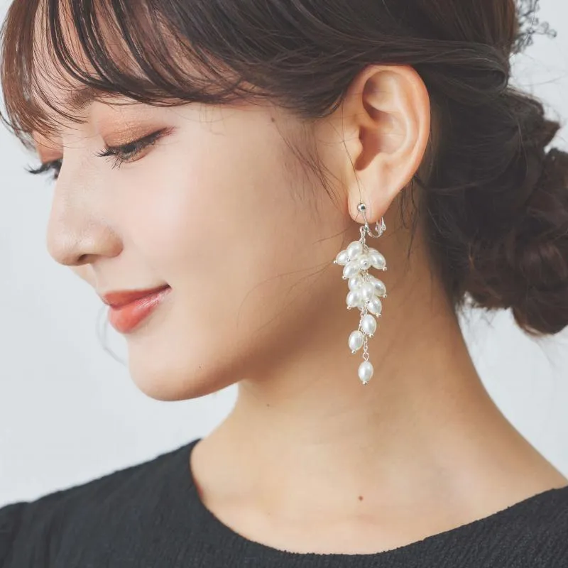 シルバーチェーンのブーケイヤリング