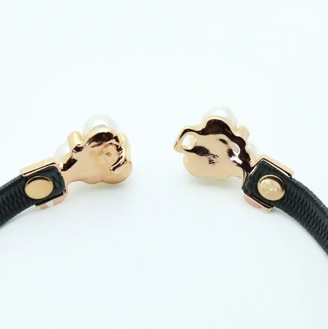 ブラックのパールとラインストーンのウエストマークベルト