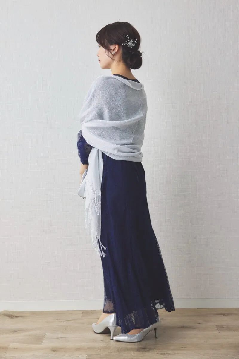 シルバーのラメ入りフリンジストール