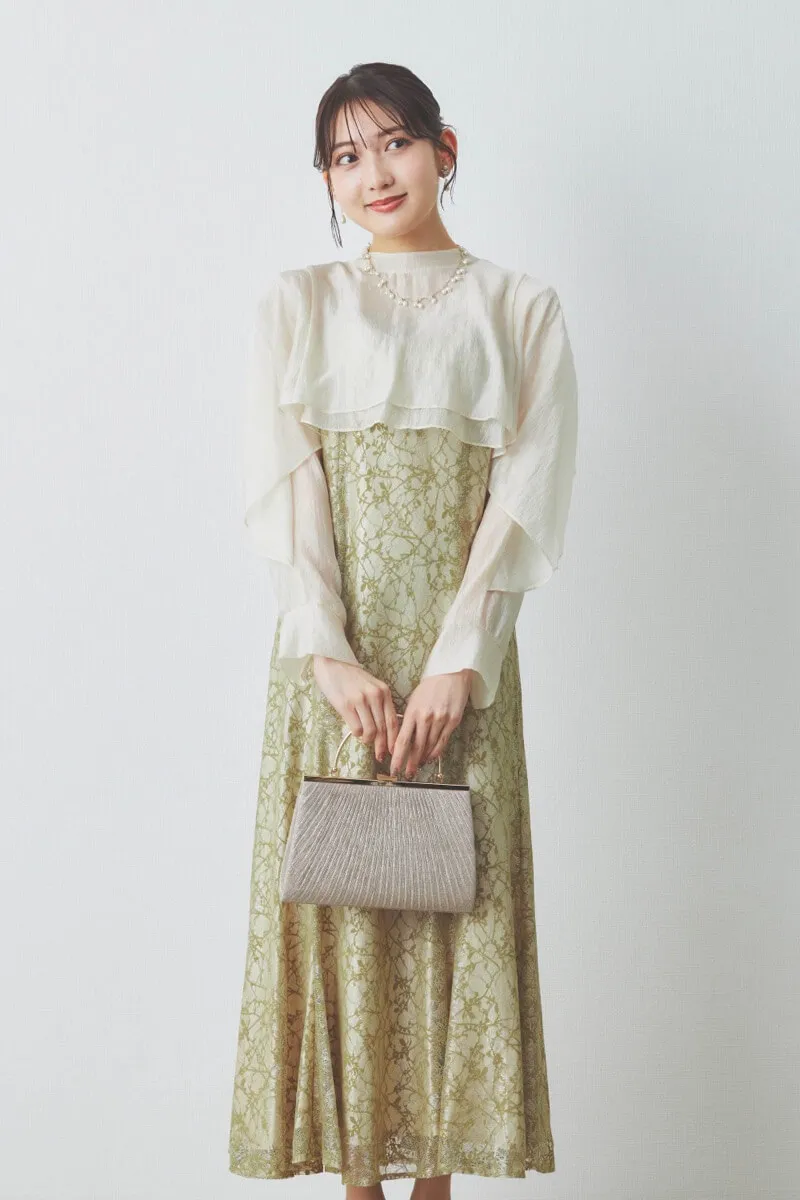 しずくパールのゴールドウェーブネックレス