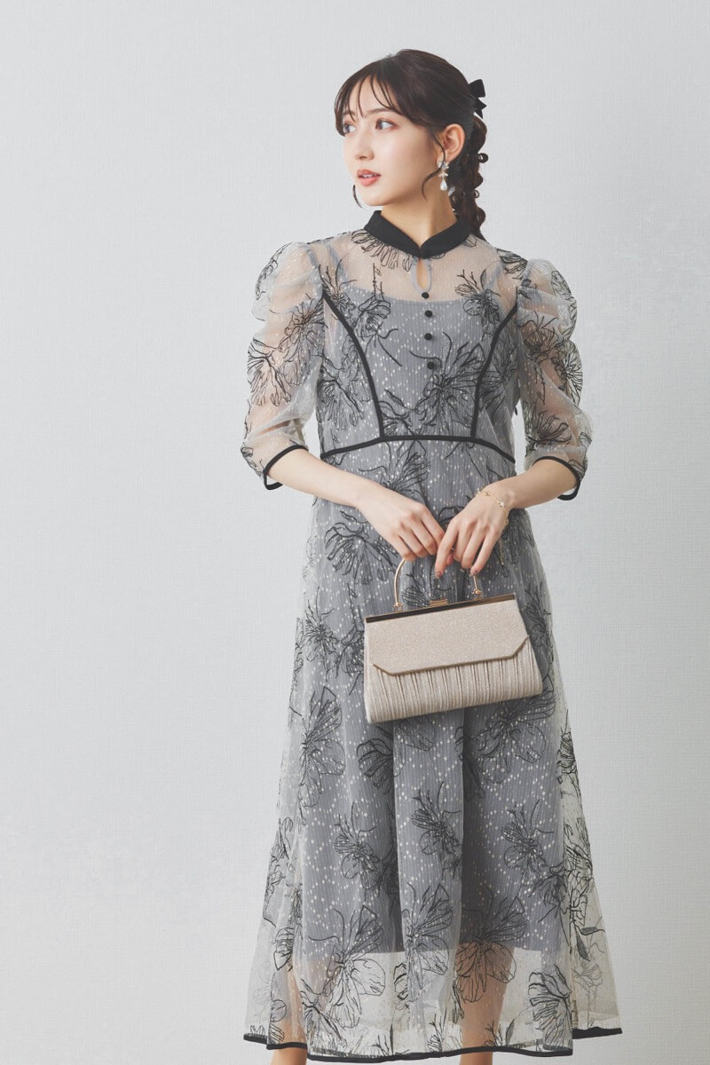 シルバービジューのしずくパールイヤリング