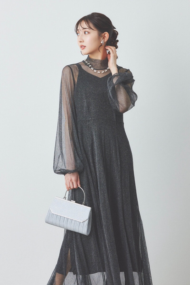 しずくパールのシルバーウェーブネックレス