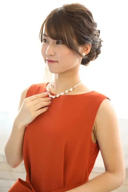 オレンジのペプラムウエストリボン付きドレスコーディネートセット