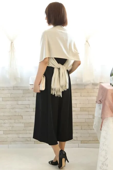 ブラックのビスチェ風ガウチョパンツドレスコーディネートセット