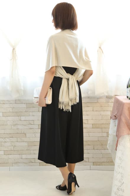 ブラックのビスチェ風ガウチョパンツドレスコーディネートセット