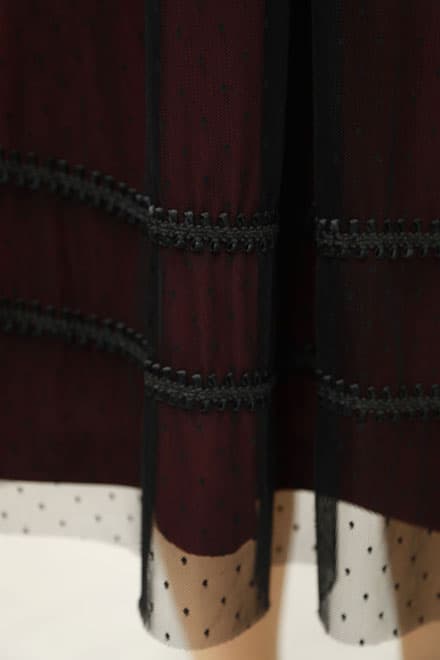 ワインレッド×ブラックのドット柄チュールドレスコーディネートセット