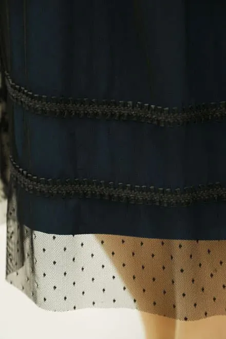 ブルーグリーン×ブラックのドット柄チュールドレスコーディネートセット