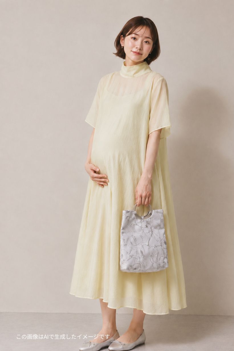 イエローのテントラインシアードレス