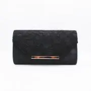 黒のレース×プレートクラッチバッグ