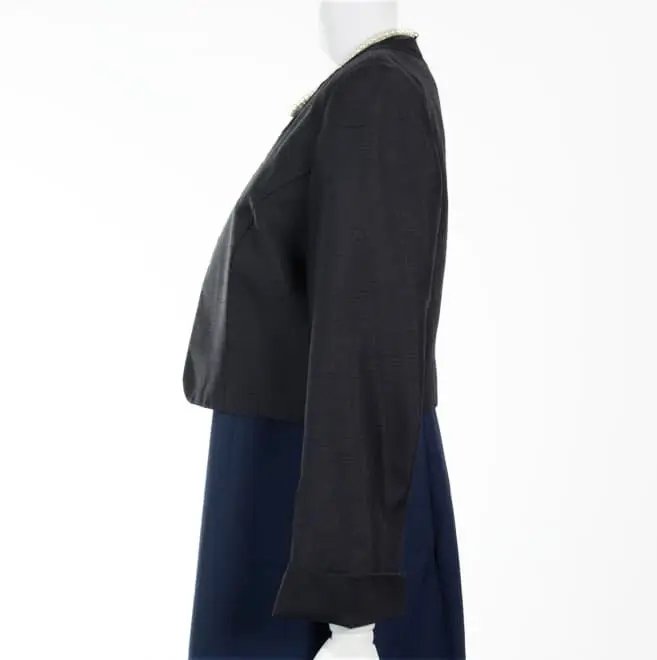 黒の襟なし長袖ジャケット(L)