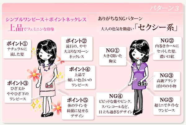 婚活の服装 女性編 婚活でngな服装をイラストで解説